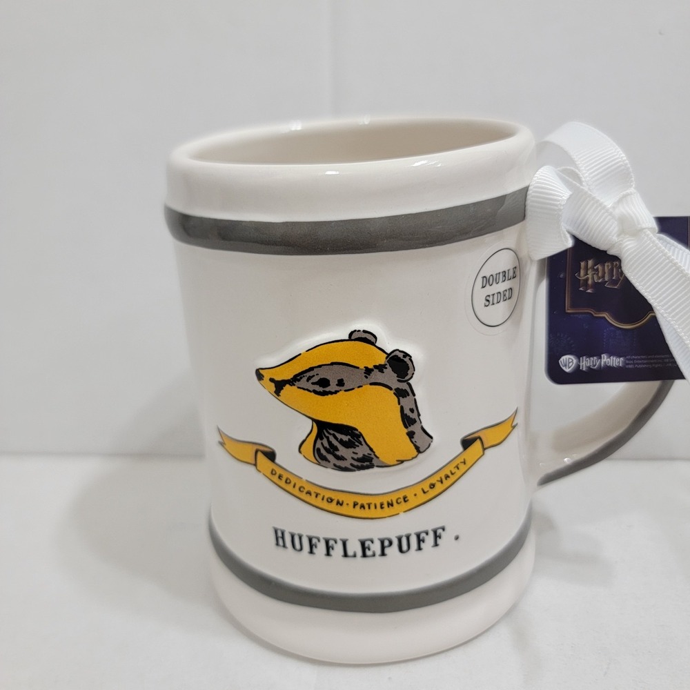 NEW Rae Dunn Harry Potter Hogwarts School‎ Hufflepuff Coffee Mug Double Sided - Picture 3 of 6